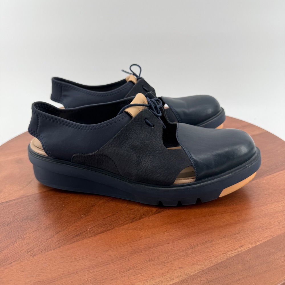 Camper Navy and Tan Women's Open-Side Lace Sandals